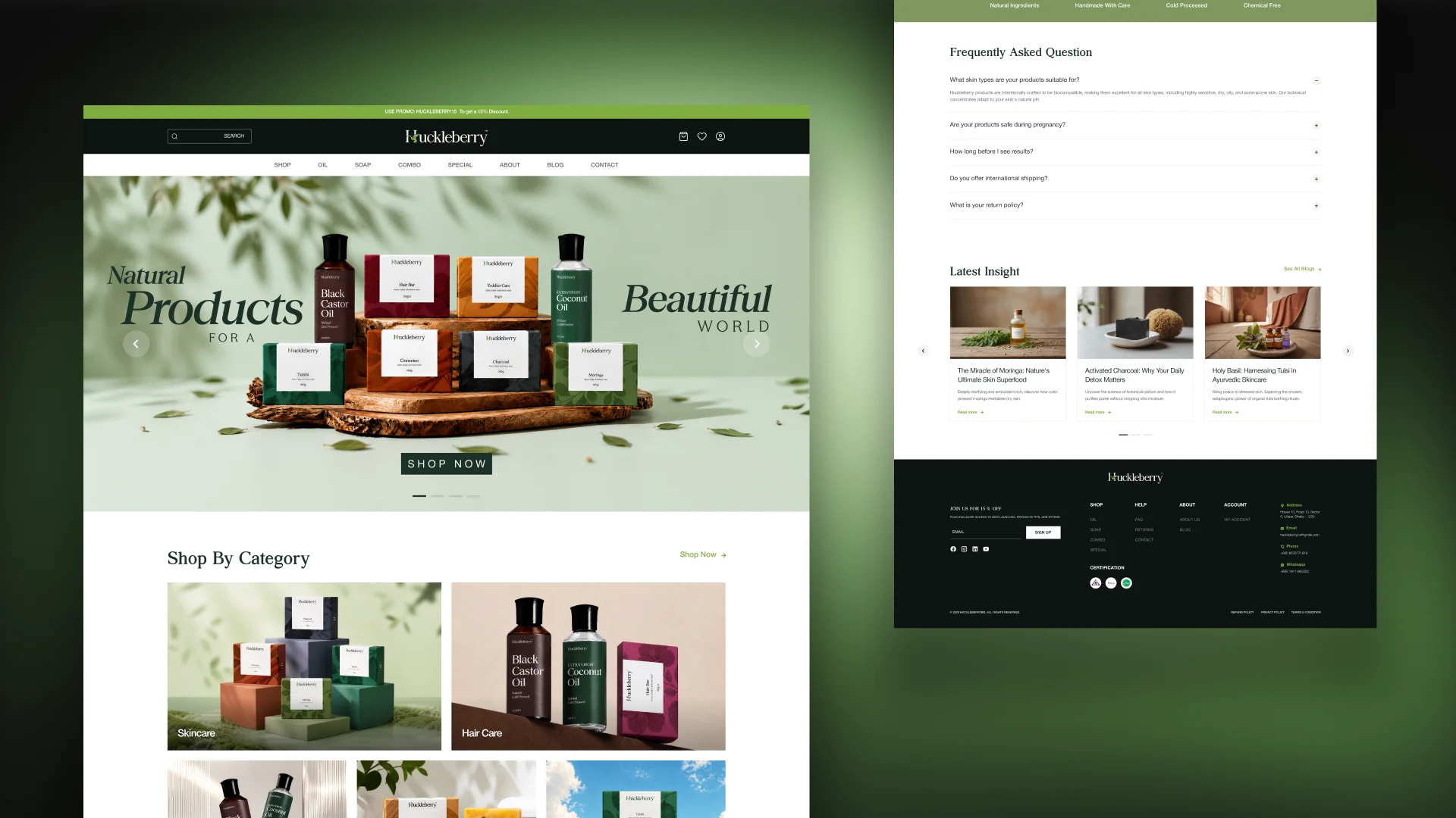 Huckleberry Natural BD: Shop & Back Office UI/UX