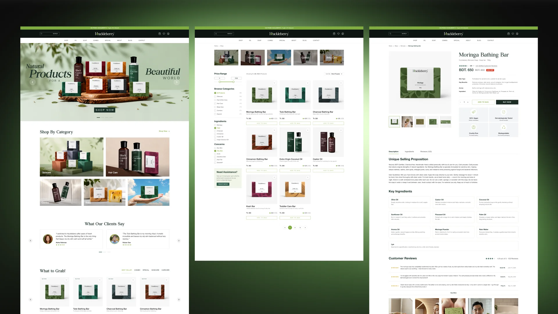 Huckleberry Natural BD: Shop & Back Office UI/UX, image 3
